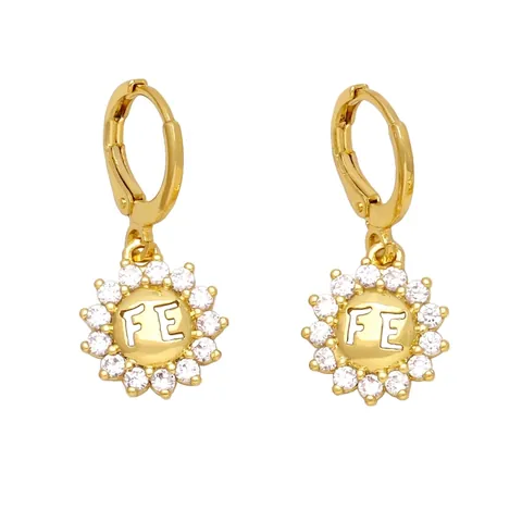Evil Eye Tree Of Life Butterfly Moon Copper Hoop Earrings For Women Zircon Inlaid Gold Plated Jewelry Fashion