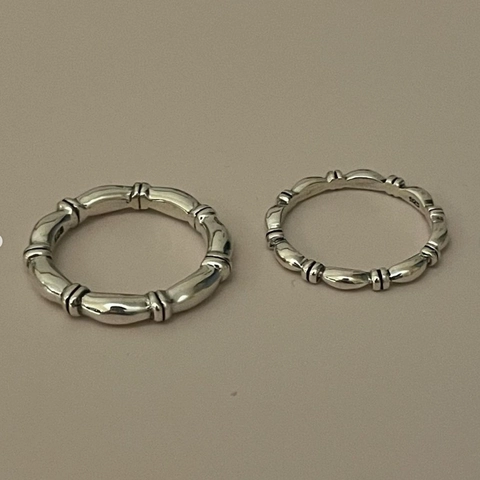 Anello In Argento Sterling 925 Trama Giunto Di Bambù Minimalista Retro Impilabile Gioielli Da Dito Per Donne
