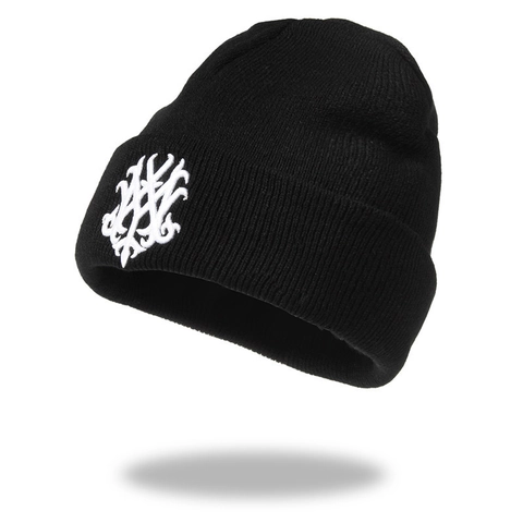 Knit Beanie Hat Acrylic Cuffed Embroidered Pattern Warm Winter Streetwear Hip Hop For Men Women
