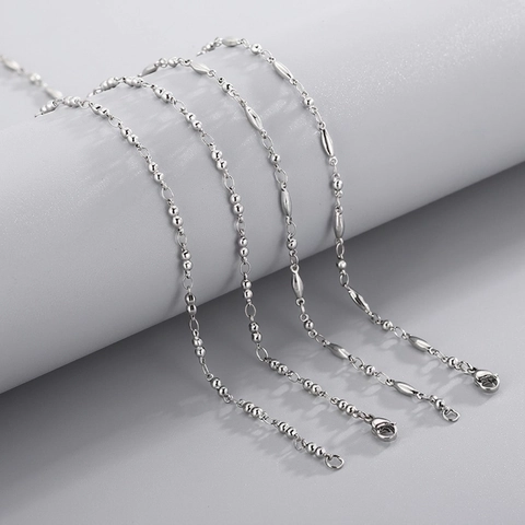 Collier Chaîne À Billes En Acier Inoxydable Minimaliste Pour Hommes Femmes Base De Bijoux DIY Style Simple Et Élégant