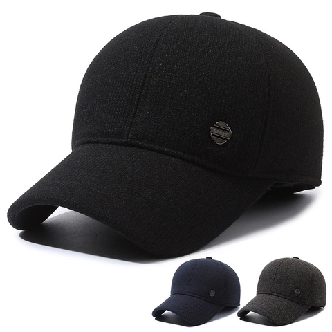Cappello Da Baseball Invernale Da Uomo In Misto Lana Foderato In Pile Caldo Protezione Orecchie Regolabile Sport Per Anziani