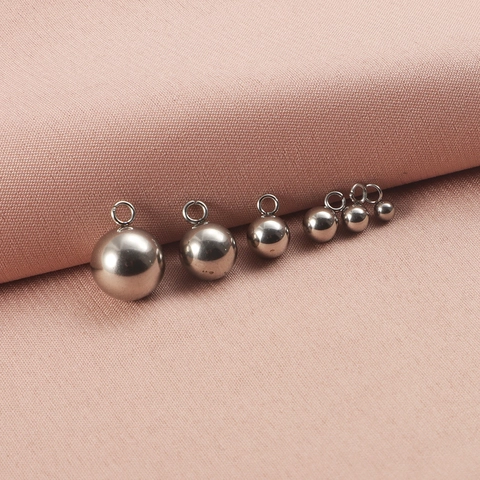 Round Ball Pendants 304 Stainless Steel Smooth Polished 3D Charms For DIY Jewelry Making Necklaces Earrings
