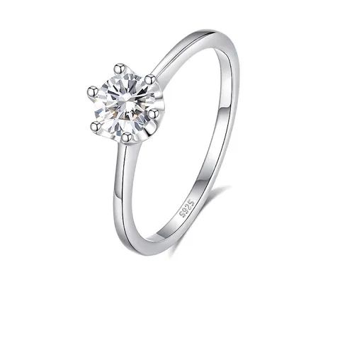 Anello Classico In Moissanite In Argent Sterling 925 Con Castone A Griffe Gioiello Elegante E Minimalista Per Donna
