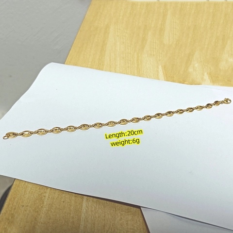 Fashion Pig Nose Coffee Bean Link Bracelet 304 Stainless Steel 18K Gold Plated Hip Hop Simple Casual Hand Jewelry Unisex