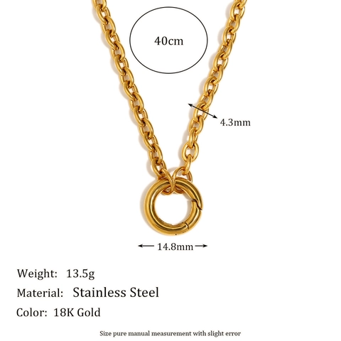 Minimalist 18K Gold Plated Stainless Steel Necklace Round Spring Clasp Geometric Chain Jewelry For Women High End DIY