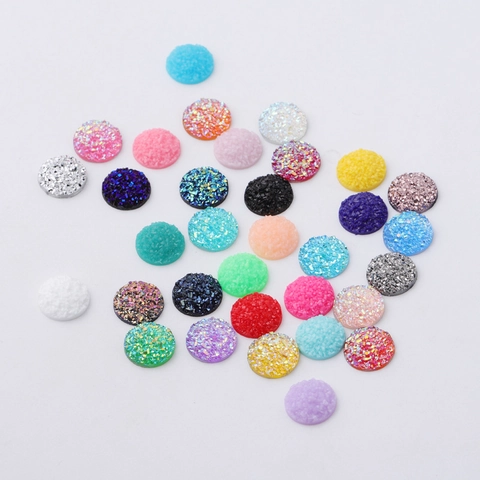 Round Resin Druzy Flatback Cabochons Glitter Starry Crystal Cluster For DIY Jewelry Making Accessories