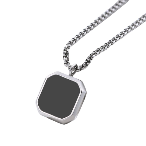 Collana Con Pendente Geometrico Ottagonale Acciaio Inossidabile Smalto Nero Gioielli Minimalisti Per Uomini E Donne Unisex