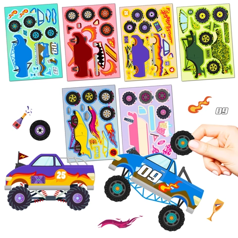 Adesivi Monster Truck DIY Crea Faccia Auto Corsa Assemblaggio Per Bambini Educativo Creativo Divertimento Impermeabile
