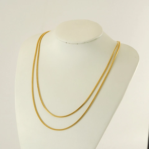 Collana A Doppio Strato Con Catena A Serpente In Acciaio Inossidabile Placcato Oro 18K Gioielli Minimalisti