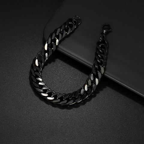 Men Cuban Chain Bracelet Stainless Steel Hip Hop Punk Style Curb Link Jewelry For Men Boys