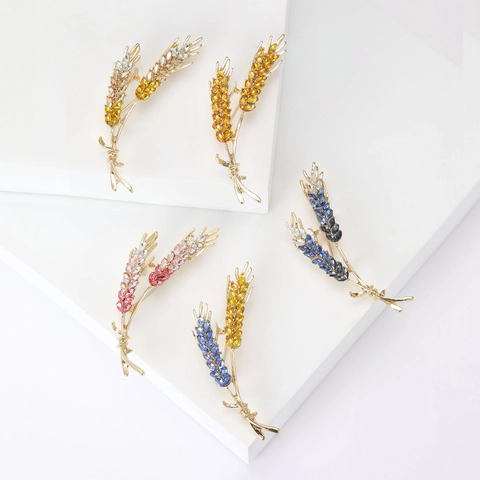Elegante Legierung Strass Ähre Brosche Für Damen Koreanischer Stil Einfache Ährennadel Für Anzug Mantel Schmuck Zubehör