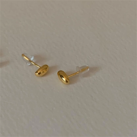 Minimalist Oval Bean Stud Earrings 925 Sterling Silver High Polish Geometric Daily Accessories For Women