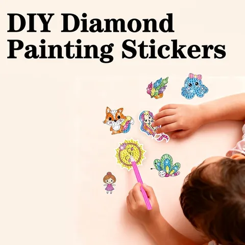 DIY Diamond Painting Stickers Kit Acrylic Rhinestone Cartoon Mermaid Dinosaur For Kids Stationery Decor Manual Craft
