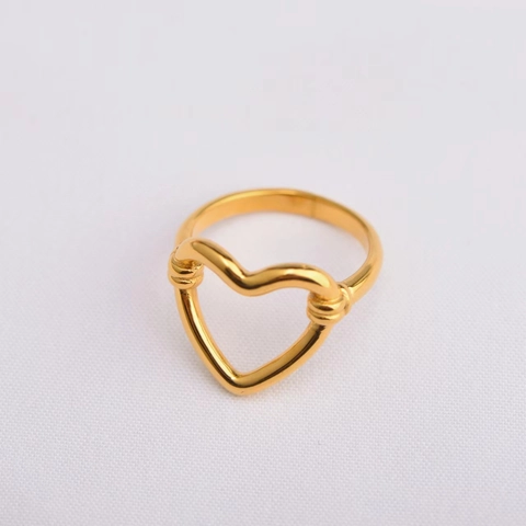 Anello in Acciaio Inossidabile a Forma di Cuore alla Moda per Donna Placcato in Oro Minimalista Anello a Scomparsa Gioiello