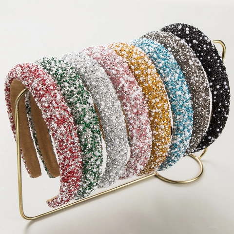 Luxus Gepolstertes Schwamm Haarband Mit Künstlichen Perlen Und Strasssteinen Handgefertigtes Mode Haarband Für Damen Party Hochzeit Haar-Accessoires