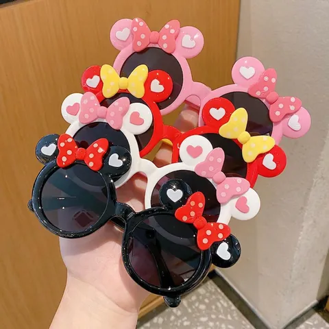 Gafas De Sol Infantiles Con Orejas De Dibujos Animados Y Lazo De Lunares Protección UV Montura De Plástico Accesorio Niña