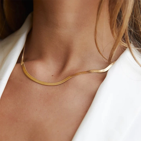 Stainless Steel Chain Necklace 18K Gold Plated Waterproof Hypoallergenic Fashion Jewelry For Women Daily Wear