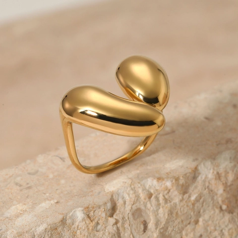 Unregelmäßiger Offener Ring 316 Edelstahl Flüssigmetall Stil Poliert Minimalistisch Verstellbar Schmuck Für Damen