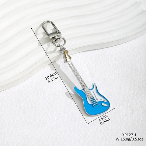 Alloy Enamel Electric Guitar Keychain Retro Music Instrument Pendant For Bag Car Charm Sweet Cool Accessory