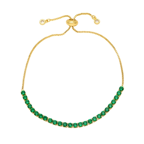 Pulsera Tennis Ajustable Para Mujer Circón Colorido Cobre Chapado En Oro Cierre Bolo Joyería De Moda Regalo