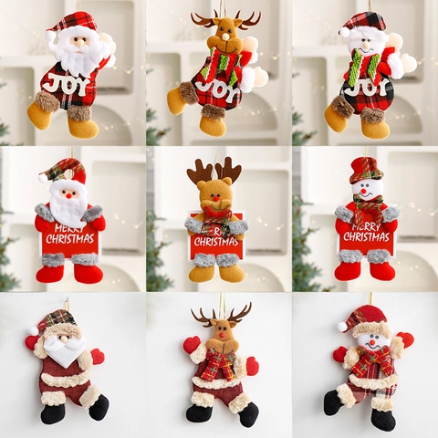 Christmas Hanging Ornaments Santa Claus Snowman Reindeer Bear Plush Dolls Festive Tree Decorations Cloth Art Home Decor