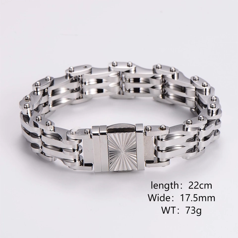 Bracciale Catena Da Moto Uomo Stile Industriale Pesante Acciaio Inossidabile 316L Hip Hop Punk Gioielli Lucidati Colore Argento