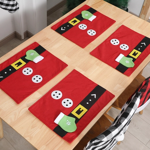 Tovaglietta Natale Tessuto Non Tessuto Design Babbo Natale Porta Posate Guanto Decorazione Tavola Festiva