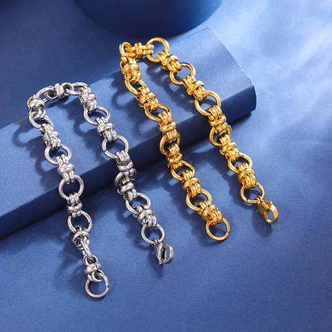 Pulsera De Cadena De Acero Inoxidable De Titanio Para Hombres Mujeres Minimalista Eslabones Geométricos En U Joyería Streetwear