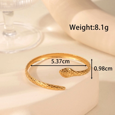 Roestvrijstalen Open Manchet Armband Goud Verguld Slang Boze Oog Geometrisch Holle Ster Minimalistische Sieraden Dames