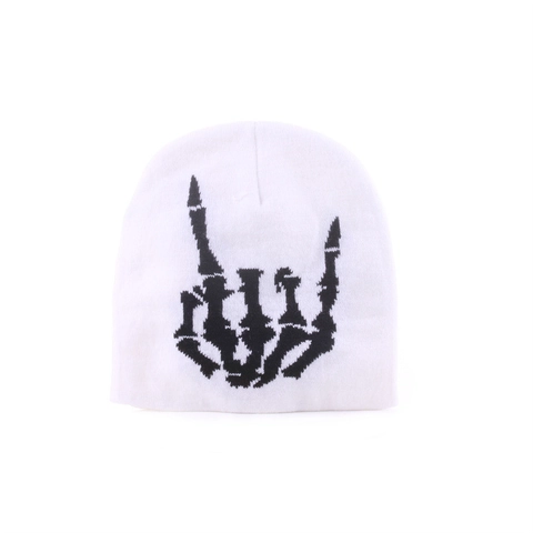 Skeleton Hand Beanie Muts Acryl Gebreid Warm Winter Punk Hip Hop Streetwear Halloween Gebaar Bot Patroon Unisex