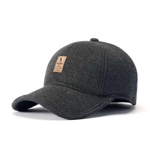 Men Winter Baseball Cap Warm Outdoor Windproof Ear Protection Polyester Woolen Texture Curved Brim Sport Dad Hat
