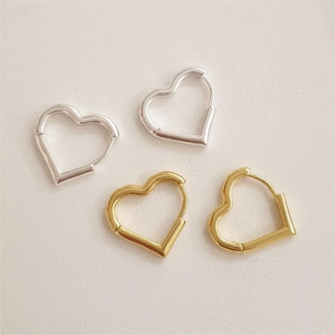 Orecchini A Cerchio A Cuore In Argento Sterling 925 Minimalisti Lucidi Gioielli Di Moda Per Donna Stile Coreano