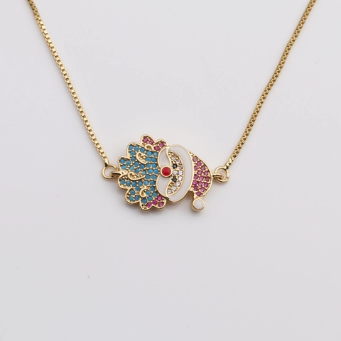 Kerstman Ketting Vergulde Koperen Hanger Met Gekleurde Zirkoon Emaille Kerst Sieraden Voor Vrouwen