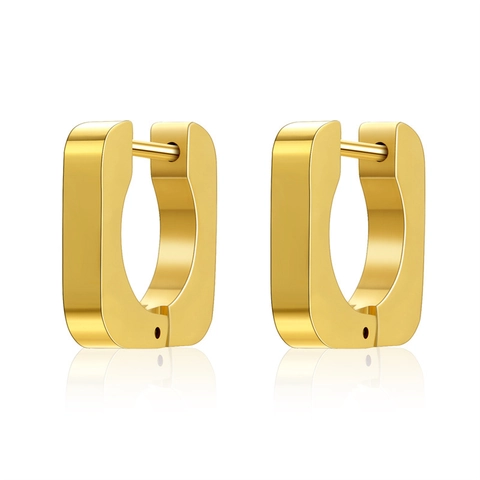 Square Hoop Earrings Minimalist Stainless Steel Geometric U Shape High Polish Fashion Jewelry For Women