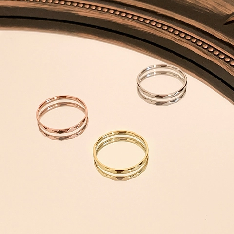 Faceted Ring Titanium Steel Simple Geometric Thin Finger Ring Minimalist Jewelry For Women Non Fading