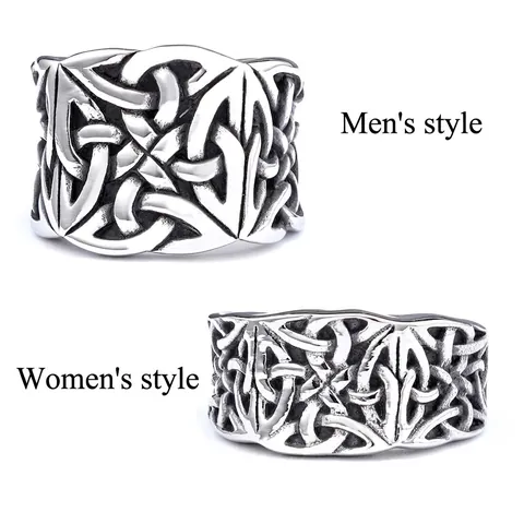Vintage Keltischer Knoten Ring Edelstahl Retro Geschnitztes Band Ethno Stil Schmuck Für Männer Und Frauen