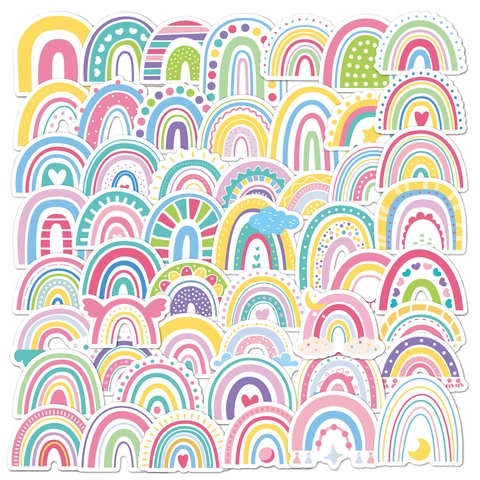 Adesivi Arcobaleno Impermeabili Decalcomanie Cartoon per Bambini Festa Laptop Borraccia Adesivi Estetici in Vinile Fai da Te