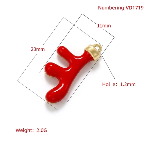 Pendentif Bijoux Branche De Corail Bois De Cerf Laiton Émail Charm Plaqué Or Pour Femmes DIY Collier Accessoire Doux Frais