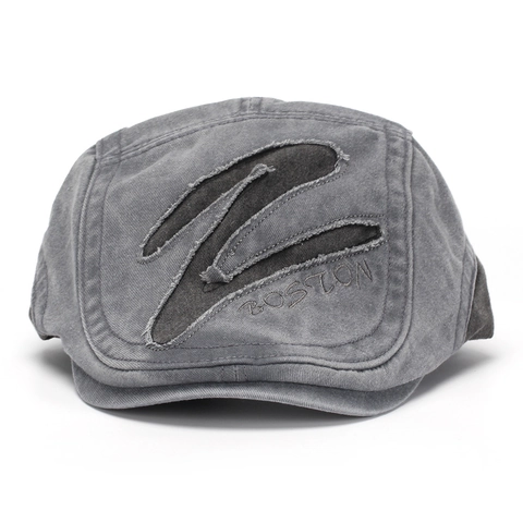 Vintage Washed Cotton Flat Cap For Men Letter Embroidery Patchwork Ivy Gatsby Hat British Retro Adjustable Sun Protection Beret