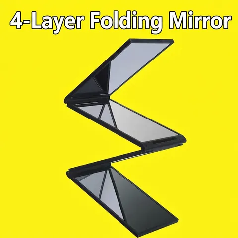 Multi Angle Folding Mirror Portable Makeup Mirror Plastic Frame For Self Haircutting And Grooming Compact Travel Tool