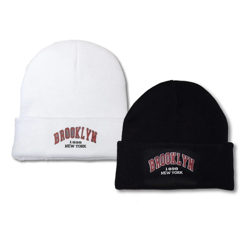 Berretto In Maglia Brooklyn 1898 New York In Morbido Acrilico Con Risvolto Inverno Caldo Casual Unisex