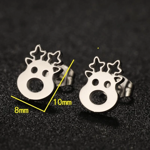 Pendientes De Animales De Acero Inoxidable Pequeños Minimalistas Huecos Abeja Pájaro Ciervo Mariposa Gato DNA Joyas Mujer