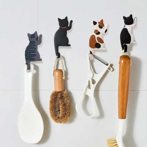 Crochets Magnétiques Mignons Queue Chat Aimants Réfrigérateur PVC Pliables Support Clé Serviette Cuisine Bureau Décoratif