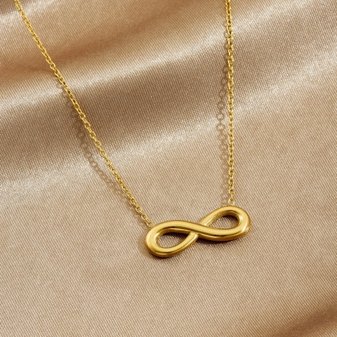 Infinity Symbol Pendant Necklace Gold Plated Stainless Steel Minimalist Jewelry For Women Daily Wear
