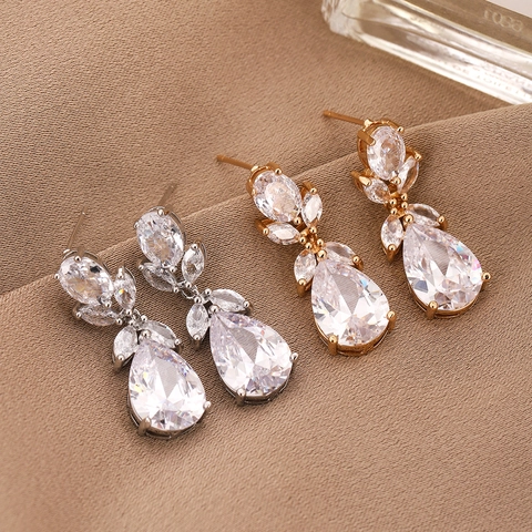 Eleganti Orecchini a Goccia in Zirconia per Donna Orecchini Pendenti in Rame Intarsiato Gioielli per Matrimonio Sposa