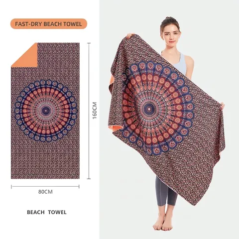 Toalla De Playa De Microfibra Secado Rápido Absorbente Sin Arena Grande Mandala Bohemio Hoja De Palma Tropical Floral