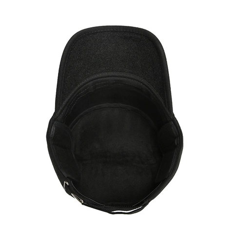 Men Winter Cadet Cap Woolen Cotton Blend Fleece Lined With Foldable Ear Flaps Warm Outdoor Adjustable Flat Top Hat