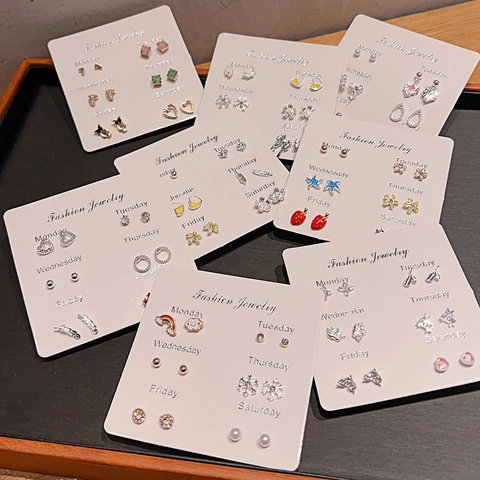 Kleine Frische Herz Schleife Geometrische Legierung Ohrringe Mit Edelstahl Ohrstecker Mehrere Stile Für Damen Mädchen