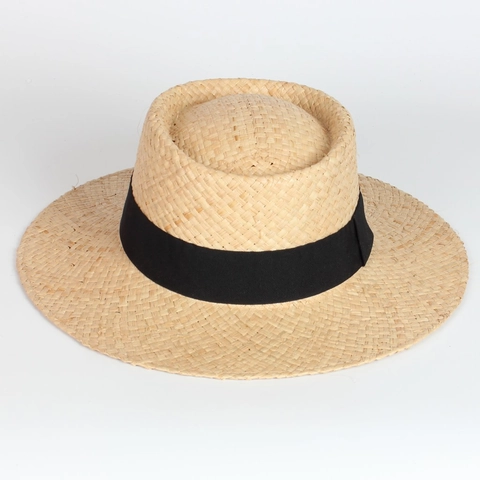 Natural Raffia Straw Boater Hat Wide Brim Sun Protection Summer Beach Vacation French Style Elegant Women