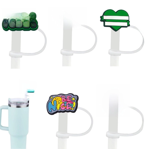 Siliconen Rietje Cover Dop Herbruikbare Stofdichte Plug Met Motiverende Letter Citaat Ontwerp Drinkgerei